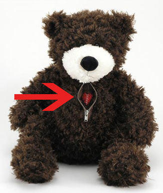 teddy bear with zipper